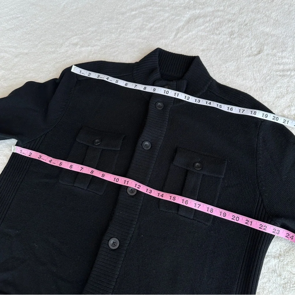 Massif NWOT Wool Black Military Knit Pockets Cardigan XL - Picture 5 of 15